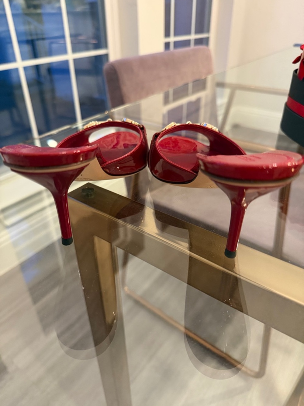 Never worn Gucci Red Patent Leather Horsebit Mules - Picture 2 of 4